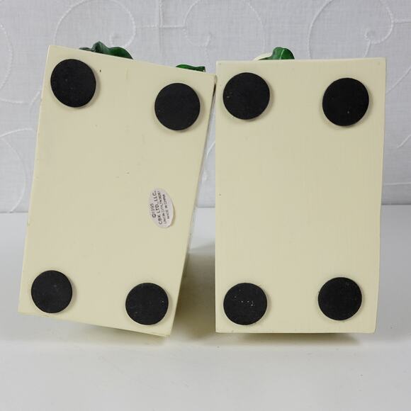 Vintage 1995 CBK Magnolia Flower Blossom Bookends Heavy Resin Cast Hand Painted - Picture 7 of 14